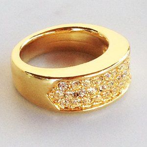 Modern Bold Paved Gold Tone Ring